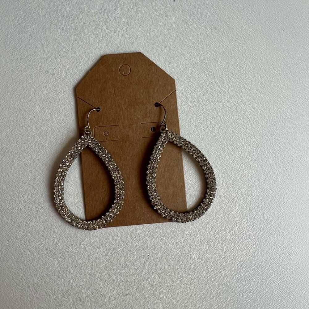 Silver Teardrop Hoop Earrings